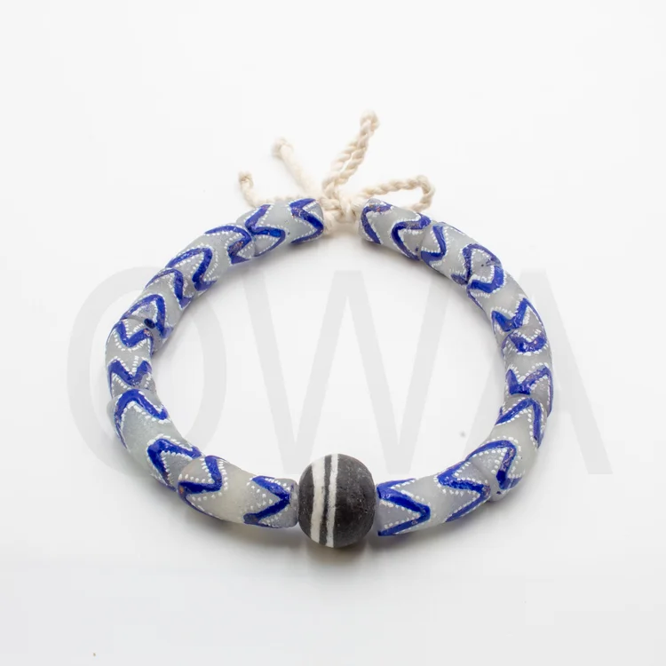 Mami Watta Choker - Authentic Traditional Glass Beads - Blue